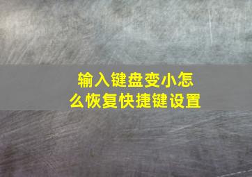 输入键盘变小怎么恢复快捷键设置