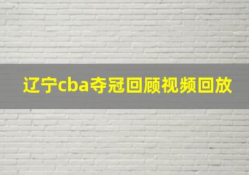 辽宁cba夺冠回顾视频回放