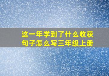 这一年学到了什么收获句子怎么写三年级上册