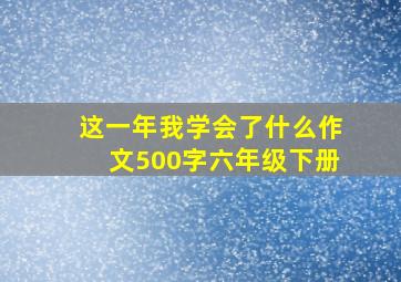 这一年我学会了什么作文500字六年级下册