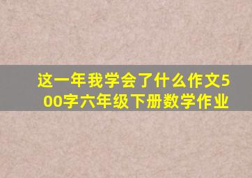 这一年我学会了什么作文500字六年级下册数学作业