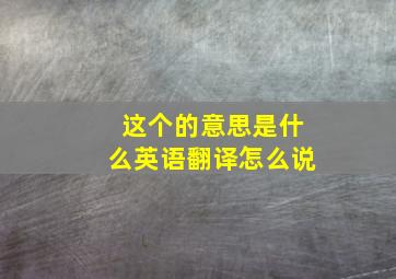 这个的意思是什么英语翻译怎么说