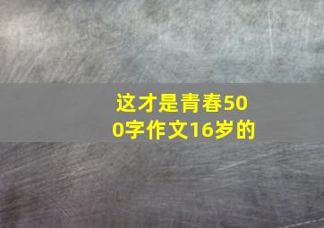 这才是青春500字作文16岁的