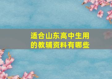 适合山东高中生用的教辅资料有哪些