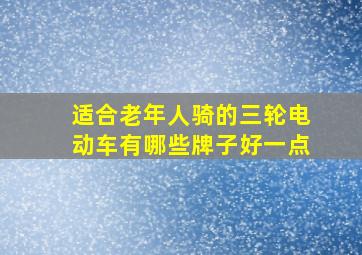 适合老年人骑的三轮电动车有哪些牌子好一点