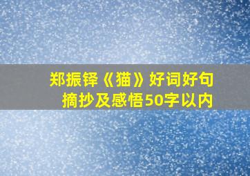 郑振铎《猫》好词好句摘抄及感悟50字以内