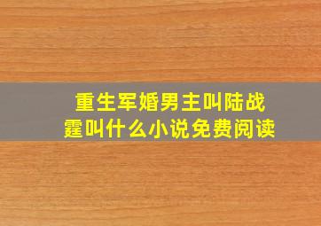 重生军婚男主叫陆战霆叫什么小说免费阅读