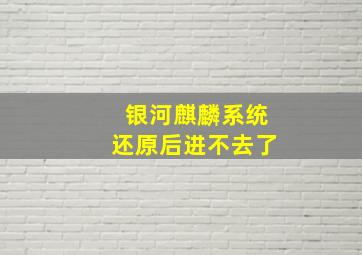 银河麒麟系统还原后进不去了