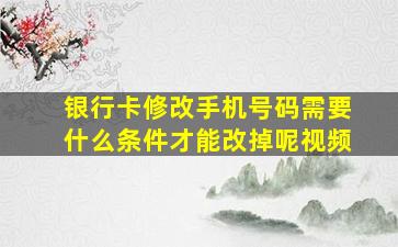 银行卡修改手机号码需要什么条件才能改掉呢视频