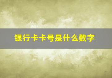 银行卡卡号是什么数字