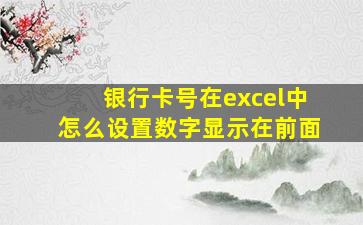 银行卡号在excel中怎么设置数字显示在前面