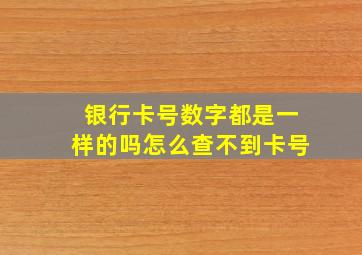 银行卡号数字都是一样的吗怎么查不到卡号