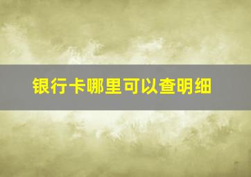 银行卡哪里可以查明细