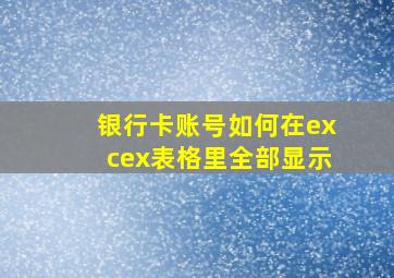 银行卡账号如何在excex表格里全部显示