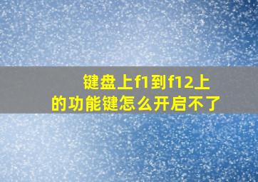 键盘上f1到f12上的功能键怎么开启不了