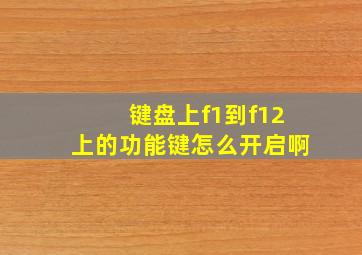 键盘上f1到f12上的功能键怎么开启啊