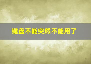 键盘不能突然不能用了