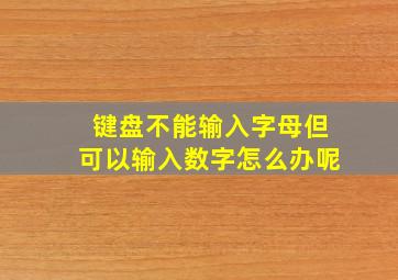 键盘不能输入字母但可以输入数字怎么办呢