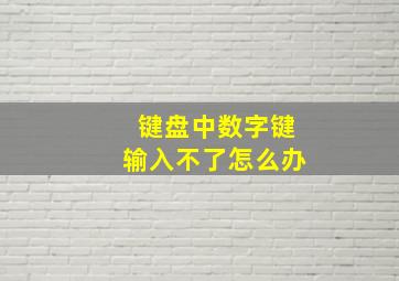 键盘中数字键输入不了怎么办