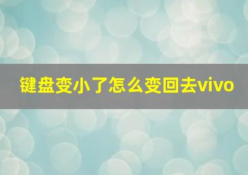 键盘变小了怎么变回去vivo