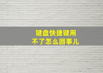 键盘快捷键用不了怎么回事儿