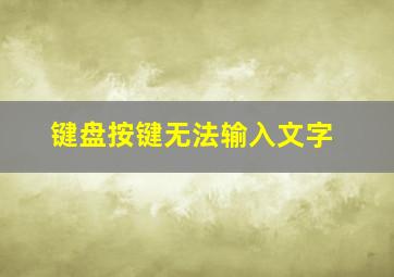 键盘按键无法输入文字