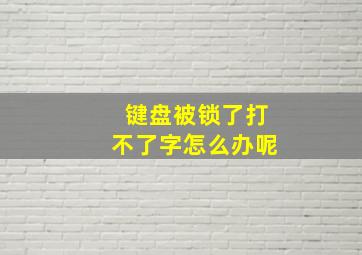 键盘被锁了打不了字怎么办呢