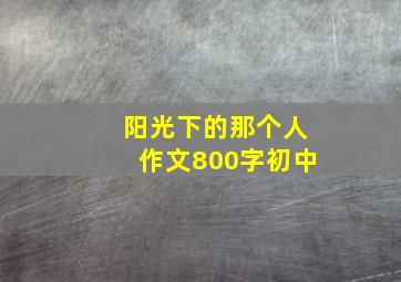 阳光下的那个人作文800字初中