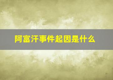 阿富汗事件起因是什么