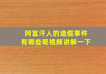 阿富汗人的造假事件有哪些呢视频讲解一下