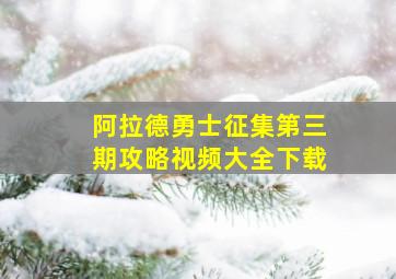 阿拉德勇士征集第三期攻略视频大全下载