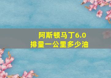 阿斯顿马丁6.0排量一公里多少油