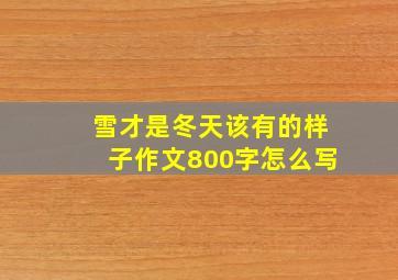 雪才是冬天该有的样子作文800字怎么写