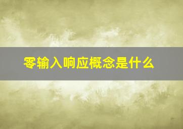 零输入响应概念是什么