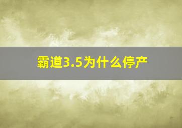 霸道3.5为什么停产