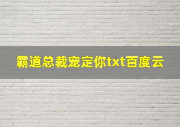 霸道总裁宠定你txt百度云