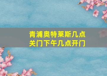 青浦奥特莱斯几点关门下午几点开门