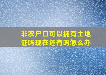 非农户口可以拥有土地证吗现在还有吗怎么办