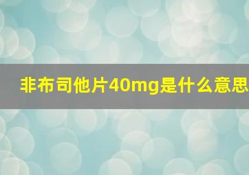 非布司他片40mg是什么意思