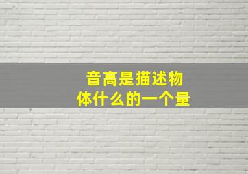 音高是描述物体什么的一个量