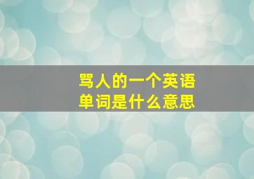 骂人的一个英语单词是什么意思