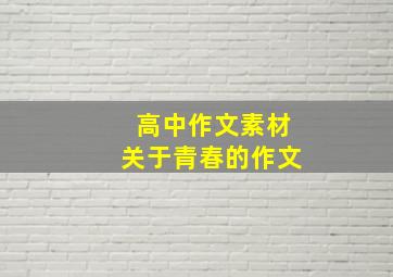 高中作文素材关于青春的作文