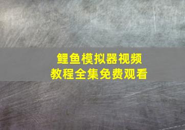 鲤鱼模拟器视频教程全集免费观看