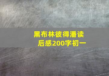 黑布林彼得潘读后感200字初一