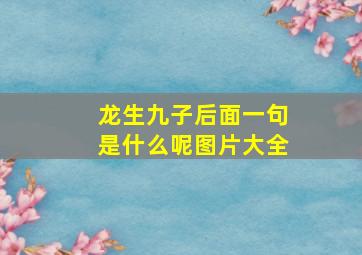 龙生九子后面一句是什么呢图片大全